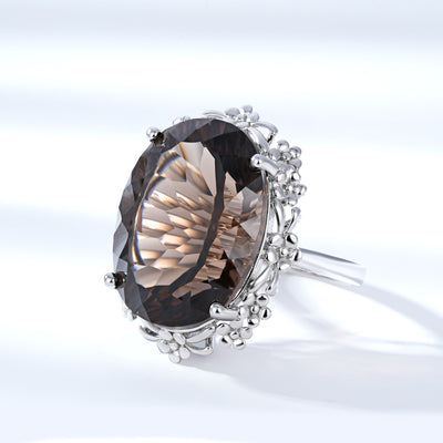Simple Natural Crystal Jewelry Versatile S925 Silver Set Tea Crystal Ring - 4 - CJ