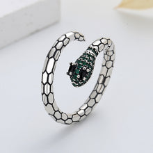S925 Sterling Silver Emerald Zircon Snakes Fashion Ring - 4 - CJ