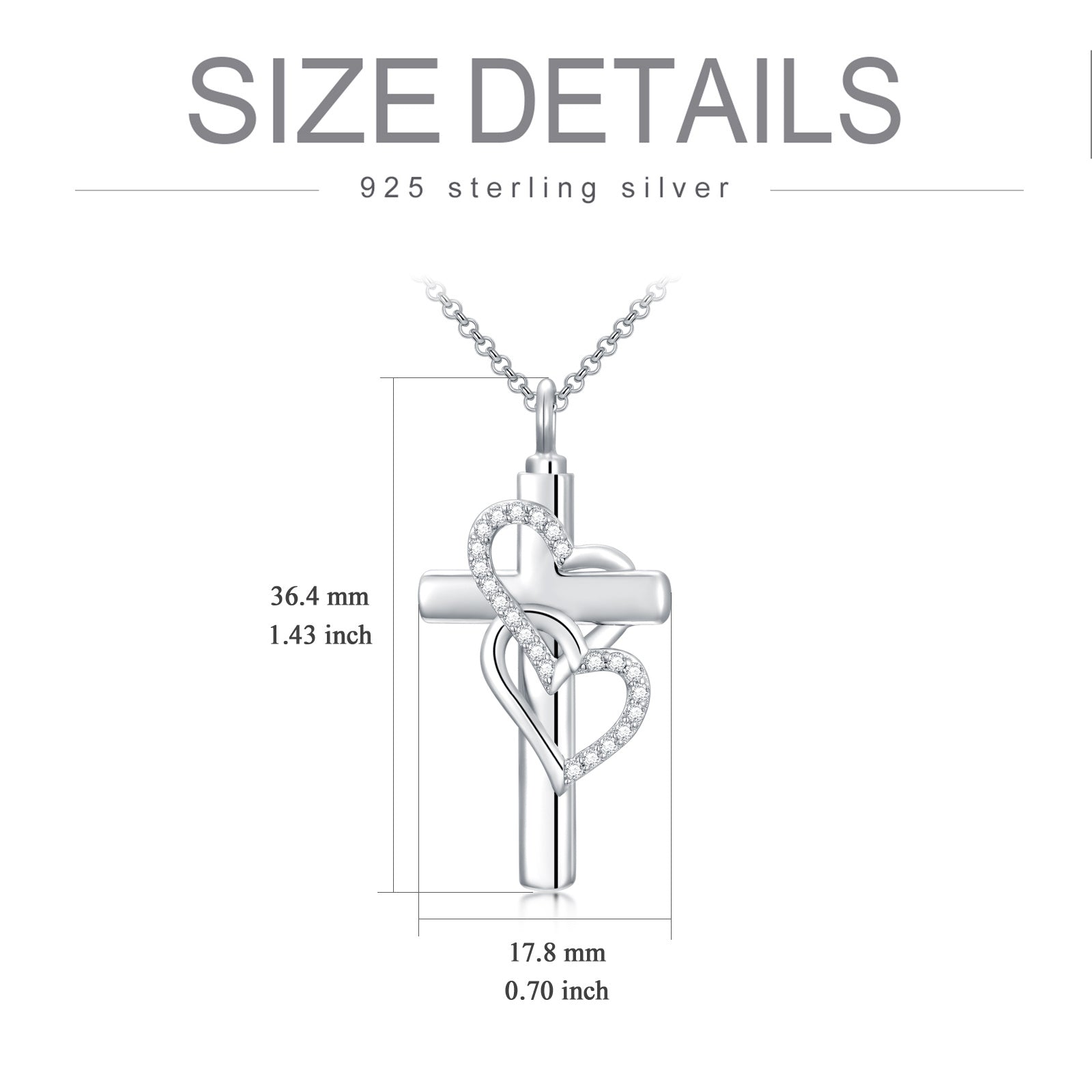 Cross Sterling Silver Ashes Urn Heart Pendant Necklace As Cremation Keepsake Jewelry - 5 - cjdropshipping