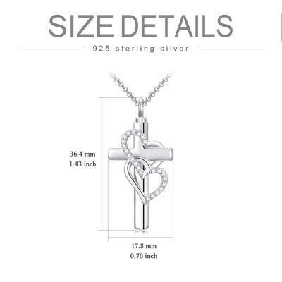 Cross Sterling Silver Ashes Urn Heart Pendant Necklace As Cremation Keepsake Jewelry - 5 - cjdropshipping