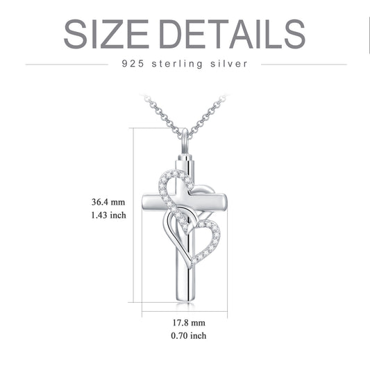 Cross Sterling Silver Ashes Urn Heart Pendant Necklace As Cremation Keepsake Jewelry - 5 - cjdropshipping