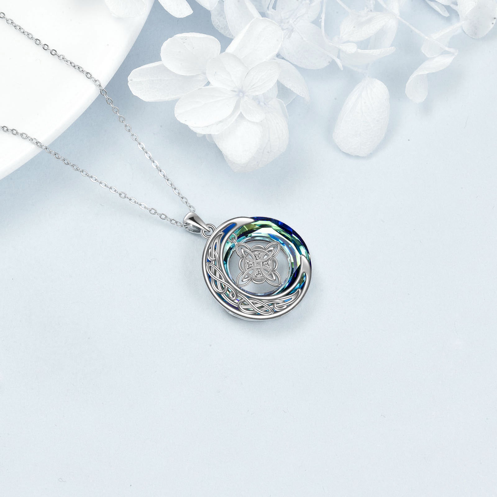 Celtic Moon Witch Knot 925 Sterling Silver Witch Good Luck Crystal Necklace - 5 - cjdropshipping