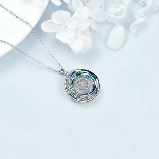Celtic Moon Witch Knot 925 Sterling Silver Witch Good Luck Crystal Necklace - 5 - cjdropshipping