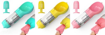 Pet Water Bottle Feeder Bowl Garbage Bag Storage Portable Pet Outdoor Travel 3 In 1 Dog Water Bottle - 0 - CJ