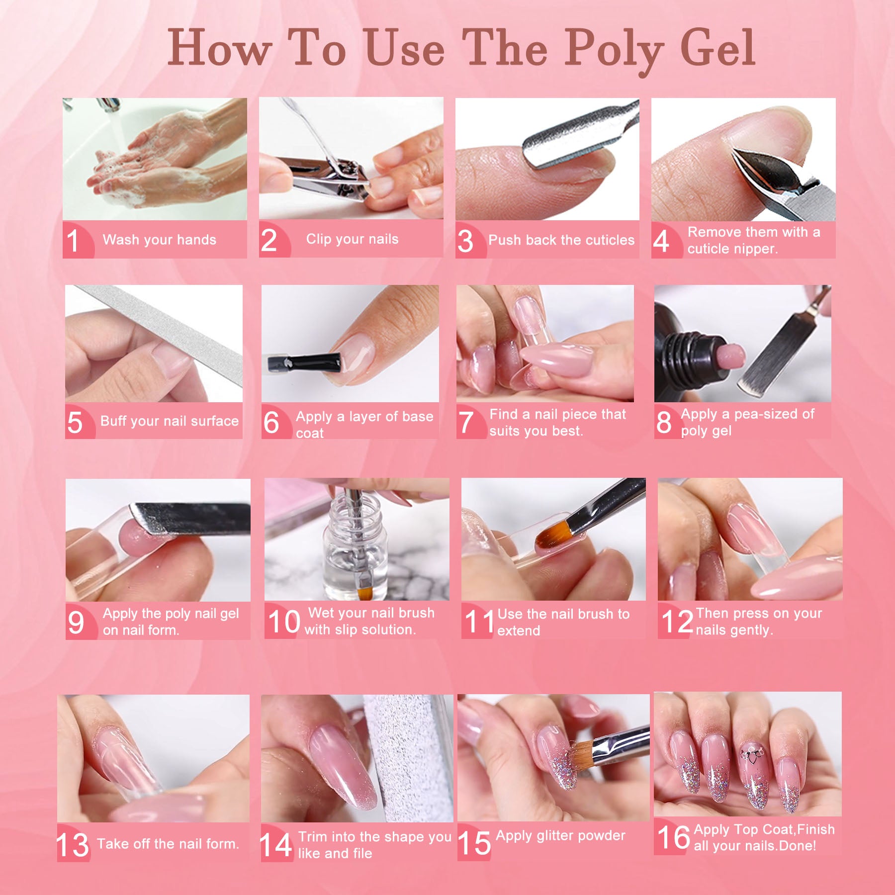 Poly Gel Nail Kit, Poly Nail Gel Kit With UV Lamp For Beginners With Everything, Gel Extension Nail Kit With Slip Solution - 5 - CJ