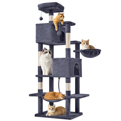 66 Inch Cat Tree Tower, Large Multi - Cat Climbing Extended Platform, Hammock, Pet House For Indoor Cats And Kittens Play - 5 - CJ