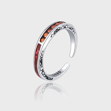 S925 Sterling Silver Exquisite Orange Zircon Set Adjustable Ring - 4 - CJ