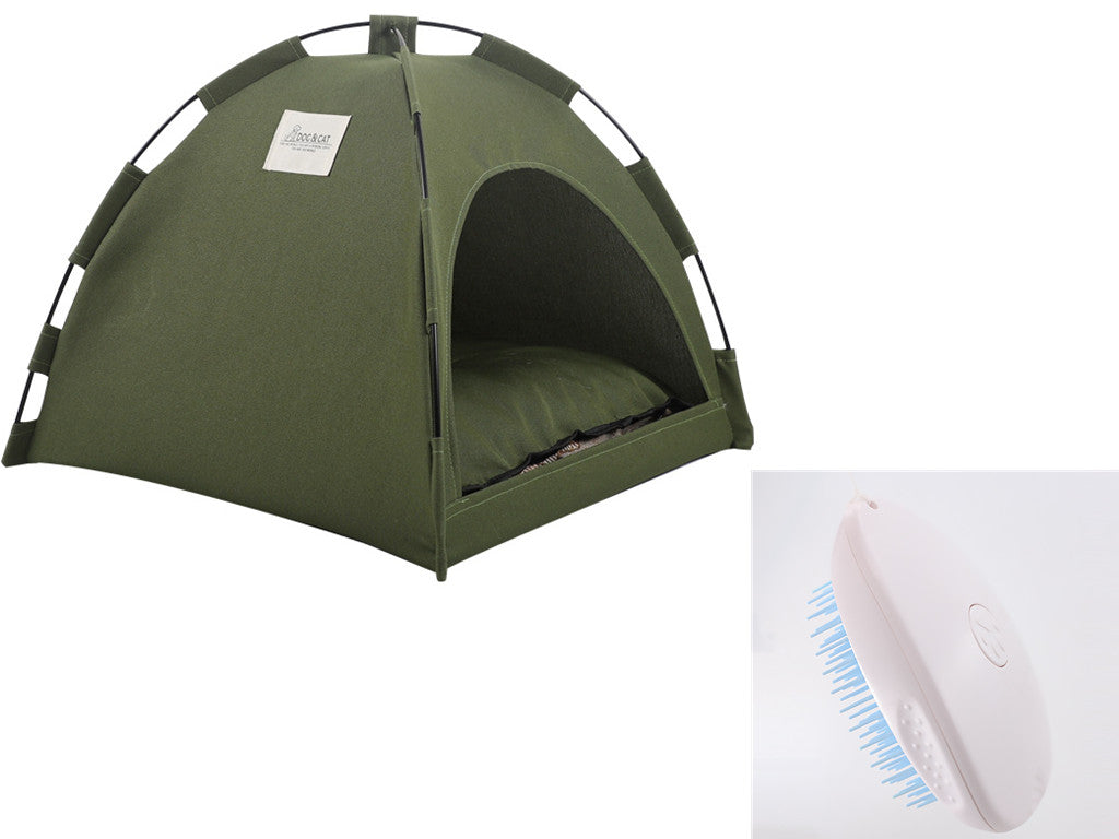 Cat Tent Cooling Mat  Dog House Pet Sofa Camping Dog Bed With Cushion For Dog Kennel Indoor Cat Nest Cat Bed Pets Products - 0 - CJ - Military Green set - S - CJMY172457412LO