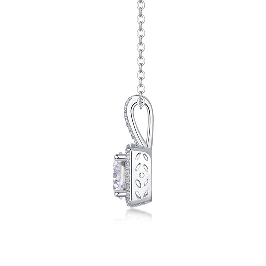 1Small Square Diamond - A Fashionable And Luxurious Diamond Jewelry Piece Set With 2 - carat Moissanite S925 Sterling Silver And Platinum - plated Pendant Prohibit TikTok sales - 5 - CJ