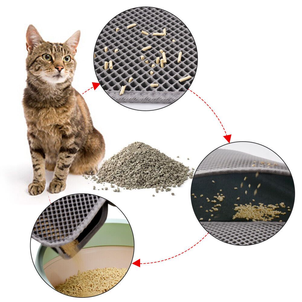 Kitty Cat Litter Mat Trapping Honeycomb Double Layer Design Waterproof Double Layer EVA Cat Litter Pad Waterproof Non - slip Sand Basin Filter Kitten Dog Washable Mattress - 5 - CJ