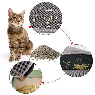 Kitty Cat Litter Mat Trapping Honeycomb Double Layer Design Waterproof Double Layer EVA Cat Litter Pad Waterproof Non - slip Sand Basin Filter Kitten Dog Washable Mattress - 5 - CJ