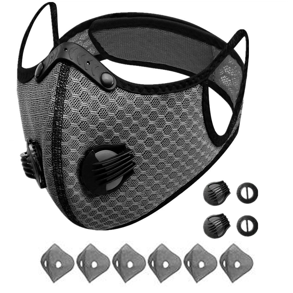 Sport Mask Cycling Face Mask Activated Carbon Filter Breathing Valves With Filter - 5 - CJ