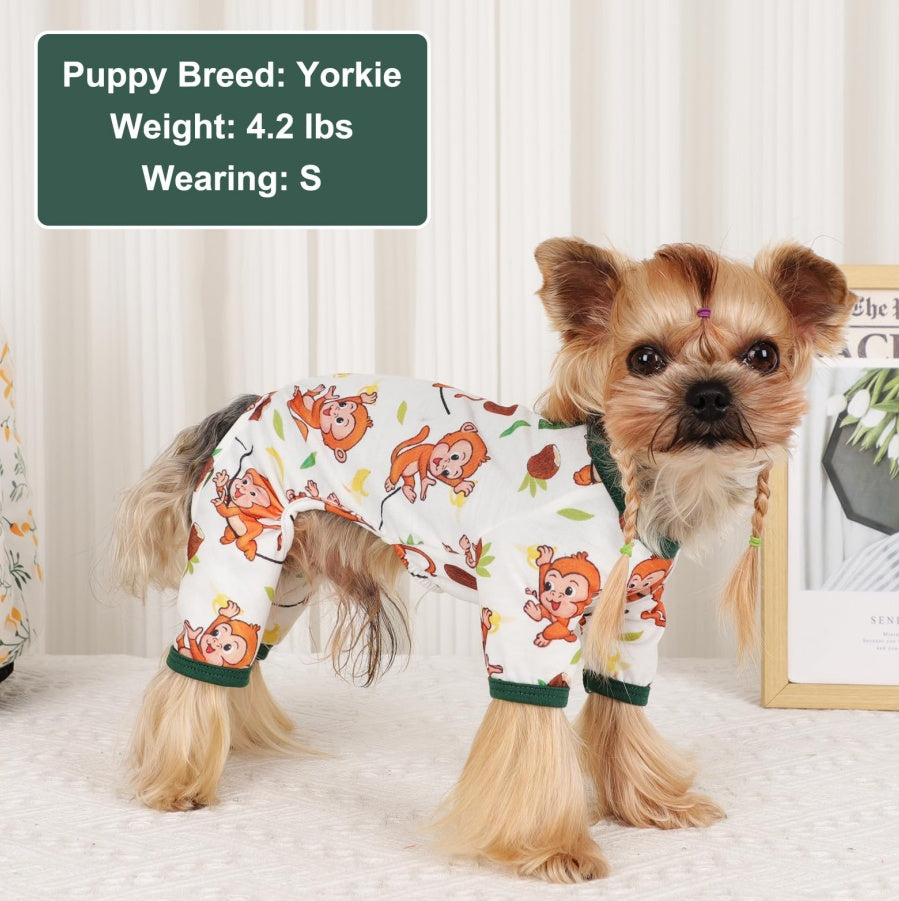 Dog Pajamas Pjs Spring Summer Dog Clothes For Small Dogs Girl Boy, Soft Stretchy Tiny Chihuahua Yorkie Puppy Clothes Doggie Onesies Cat Pet Jammies Outfit, Brown Monkey - 5 - CJ