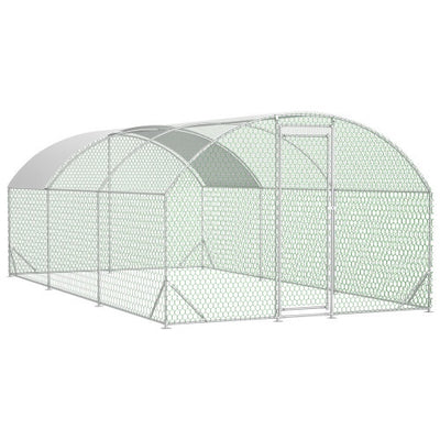 Large Chicken Coop Metal Chicken Run With Waterproof And Anti - UV Cover, Dome Shaped Walk - in Fence Cage Hen House For Outdoor And Yard Farm Use, 1 Tube Diameter, 9.84 X 19.68 X 6.56 - 5 - CJ