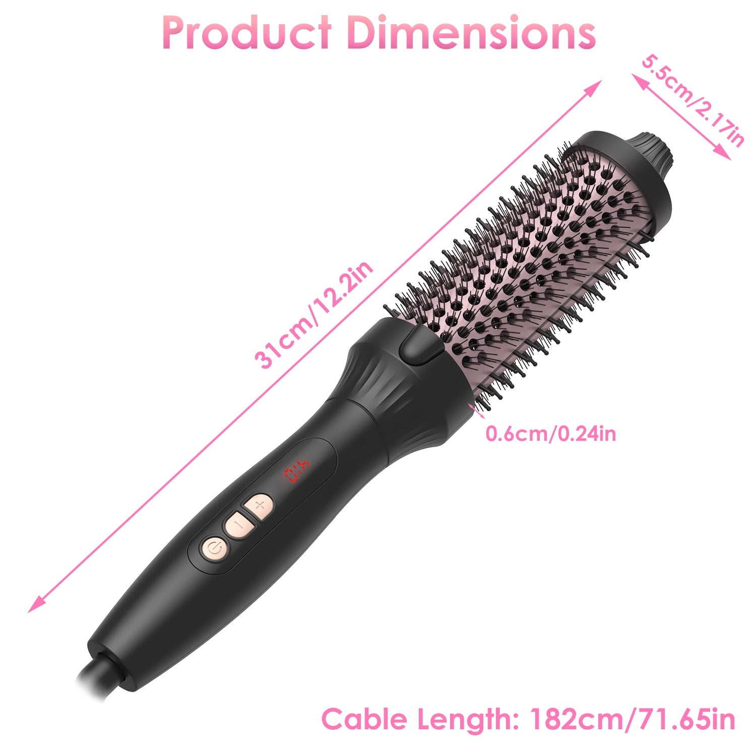 1Pc 3 In 1 Thermal Brush Hair Curler Brush Hair Curler Straightener With 10 Heating Levels 30S Fast Heating Fit For All Hair Types For Home Travel - 5 - CJ