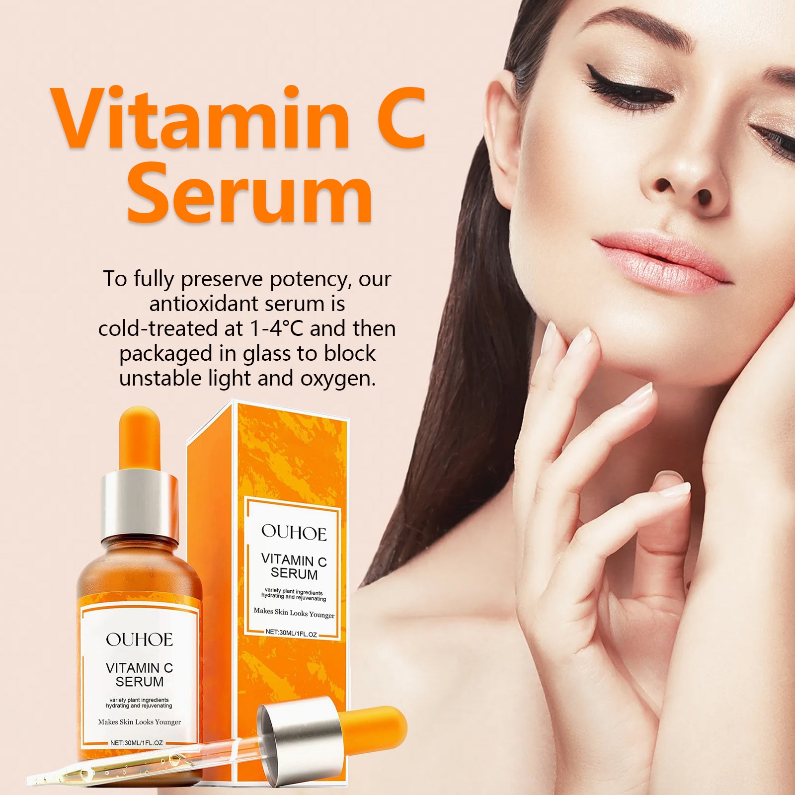 OUHOE Vitamin C Face Serum, Lighten Fine Lines And Tighten Facial Skin Anti - Aging Serum - 5 - CJ