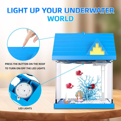 FREESEA 2 - gallon Acrylic Fresh - keeping Fish Tank, Equipped With Filtration And Lighting, Suitable For Shrimp, Jellyfish, And Goldfish, Ideal For Children's Bedrooms. - 5 - CJ