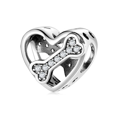 S925 Sterling Silver Beads Cute Dog Element Dog Paw Print Series Beaded Pendant DIY Accessories Loose Beads - 4 - CJ