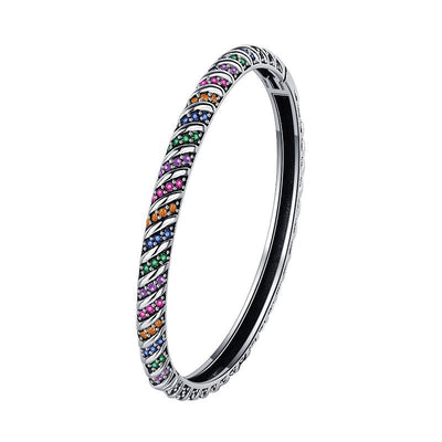 S925 Sterling Silver Geometric Colorful Tribal Elements Diamond Bracelet - 4 - https://x.com/titan_prim62775J