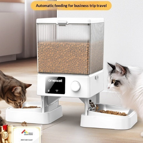 Automatic Cat Feeder With Dual Bowls Visual Timer - Controlled Portion - Adjustable Smart Pet Feeder For Cat Food - 0 - CJ