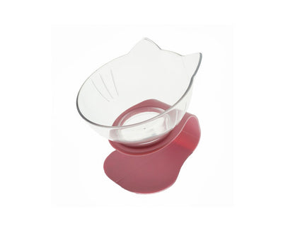Cat Double Bowl Cat Food Bowl Protects Cervical Vertebra - 0 - CJ - Single clear pink - CJJJCWGY00683 - Single clear pink