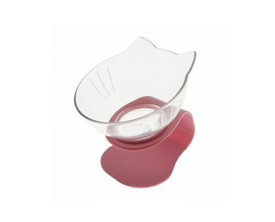 Cat Double Bowl Cat Food Bowl Protects Cervical Vertebra - 0 - CJ - Single clear pink - CJJJCWGY00683 - Single clear pink