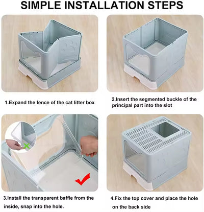 Front - entry Enclosed Extra - large Cat Litter Box With A Litter Collection Cover And A Large Scoop For Cats - 5 - CJ