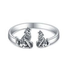 Sterling Silver Wolf Rings Mother and Child Open Adjustable Size Rings - 5 - cjdropshipping
