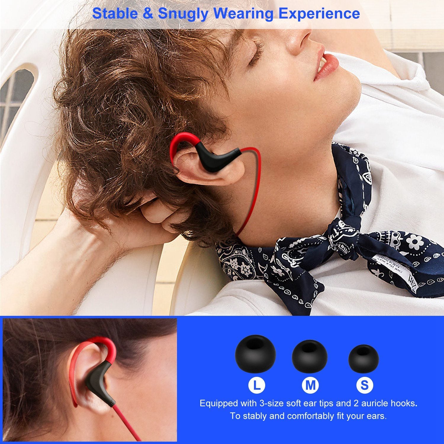 Wireless Headsets V4.1 Sport In Ear Stereo Headphones Sweatproof Noise Canceling Earphones Back Headphone With Mic Handsfree For Running Hiking Travel