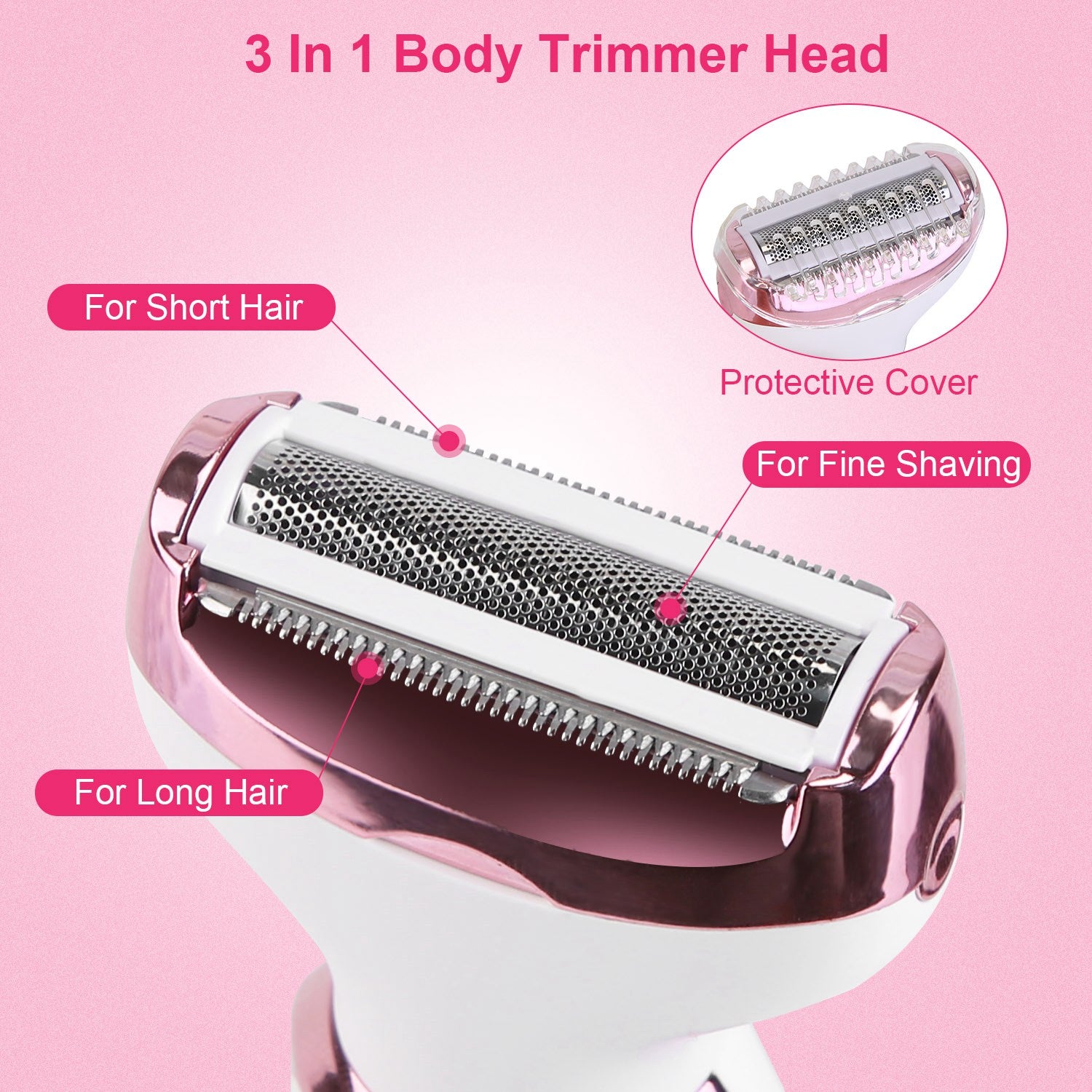 1Pc 4 In 1 Electric Razor For Women Painless Grooming Kit Rechargeable Eyebrow Nose Hair Pubic Hair Bikini Trimmer Face Shaver - 5 - cjdropshipping