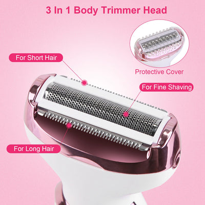 1Pc 4 In 1 Electric Razor For Women Painless Grooming Kit Rechargeable Eyebrow Nose Hair Pubic Hair Bikini Trimmer Face Shaver - 5 - cjdropshipping