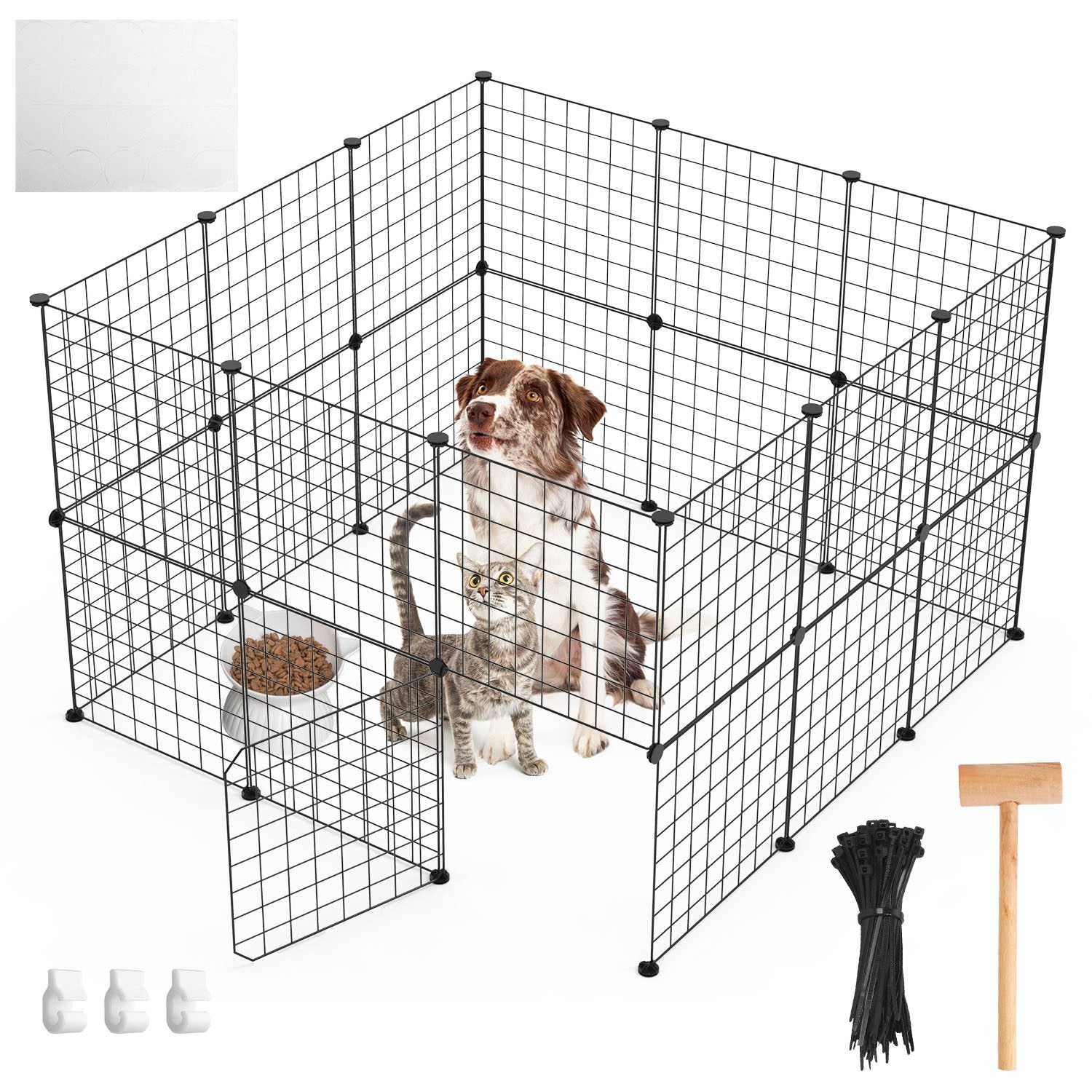 1Pc Small Animal Playpen With Door Dog Metal Playpen Small Medium Kitten Puppy Guinea Pig Rabbit Kennel Small Animal Cage Metal Wire Fence For Indoor Outdoor Yard Camping - 5 - CJ