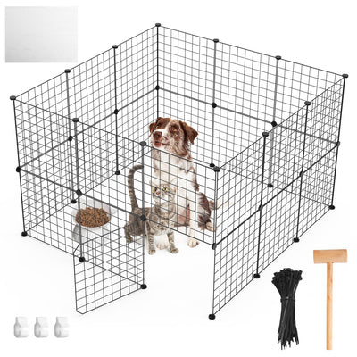1Pc Small Animal Playpen With Door Dog Metal Playpen Small Medium Kitten Puppy Guinea Pig Rabbit Kennel Small Animal Cage Metal Wire Fence For Indoor Outdoor Yard Camping - 5 - CJ