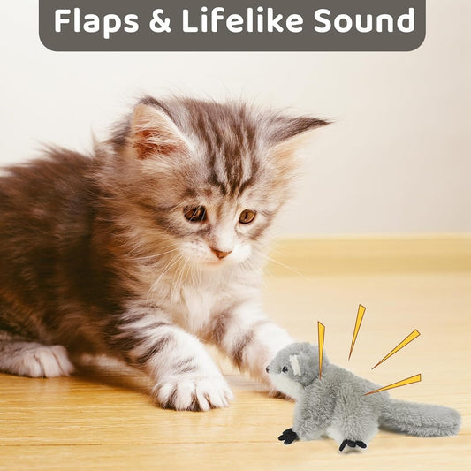 Pet Toys Cat Catnip Toys Flapping Squirrel, Rechargeable Touch Activated Kitten Toys, Lifelike Interactive Cats Toy Indoor, Cat Kicker Plush Toys For All Breeds Universal Interactive Toy Cat T - 5 - CJ