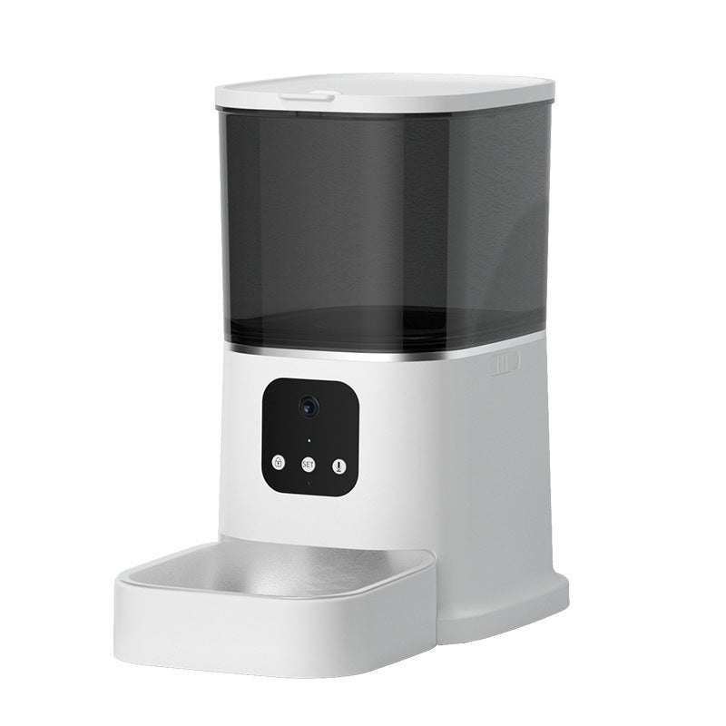 Pet Automatic Feeder Large Capacity Smart Voice Recorder APP Control Timer Feeding Cat Dog Food Dispenser With WiFi Pet Bo - 0 - CJ - White - Video version - UK - CJMY144622009IR