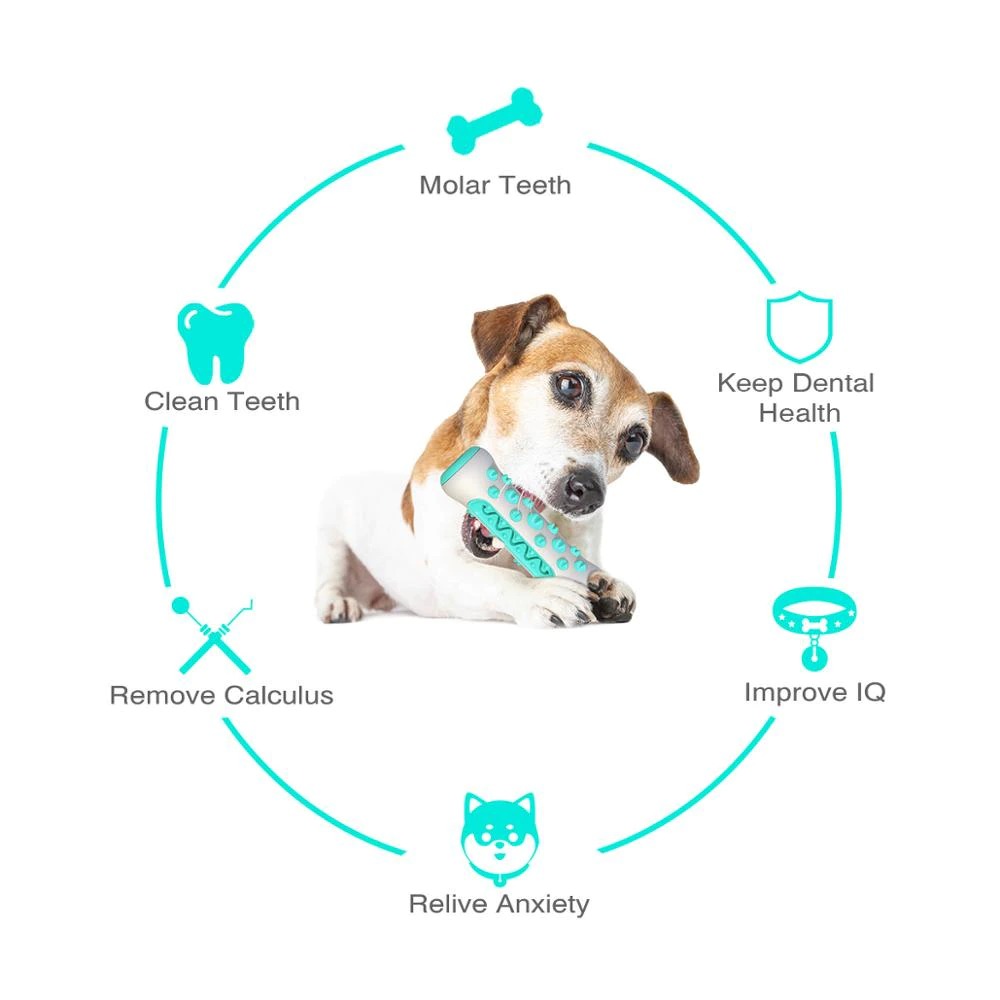 Dog Squeaky Toys For Aggressive Chewers, Tough Toothbrush Dog Chew Toy, Nearly Indestructible Rubber Toys For Pet Training, Teeth Cleaning, Playing And Chewing For Medium & Large Breeds - 5 - CJ