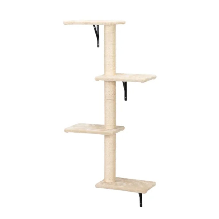 5 Pcs Wall Mounted Cat Climber Set  Floating Cat Shelves And Perches  Cat Activity Tree With Scratching Posts  Modern Cat Furniture - 5 - CJ