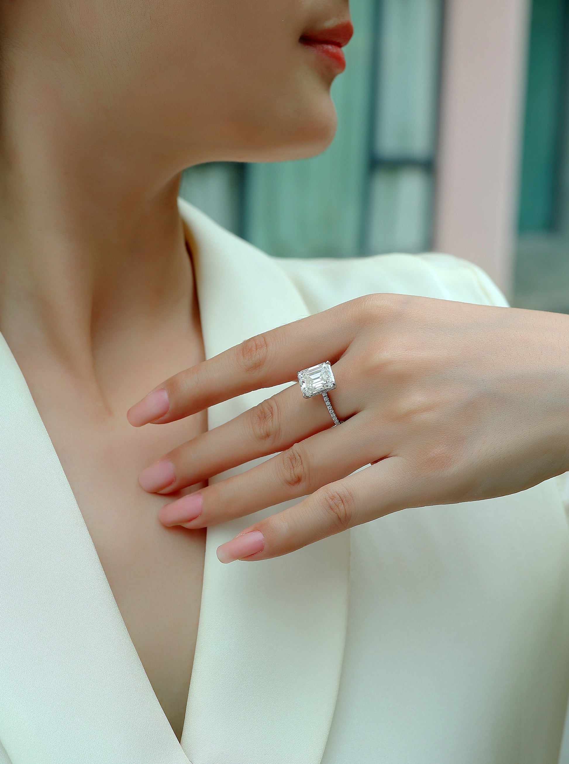 1Iridescence City - Fashionable Diamond Jewelry Set With Moissanite S925 Sterling Silver And Platinum Diamond Ring Prohibit TikTok sales