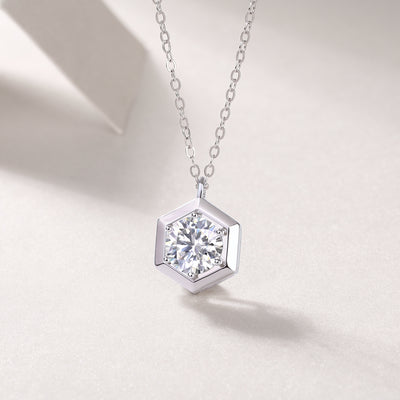 1Geometric - A Fashionable And Luxurious Diamond Jewelry Pendant Set With 1 - carat Moissanite S925 Sterling Silver Prohibit TikTok sales - 5 - cj