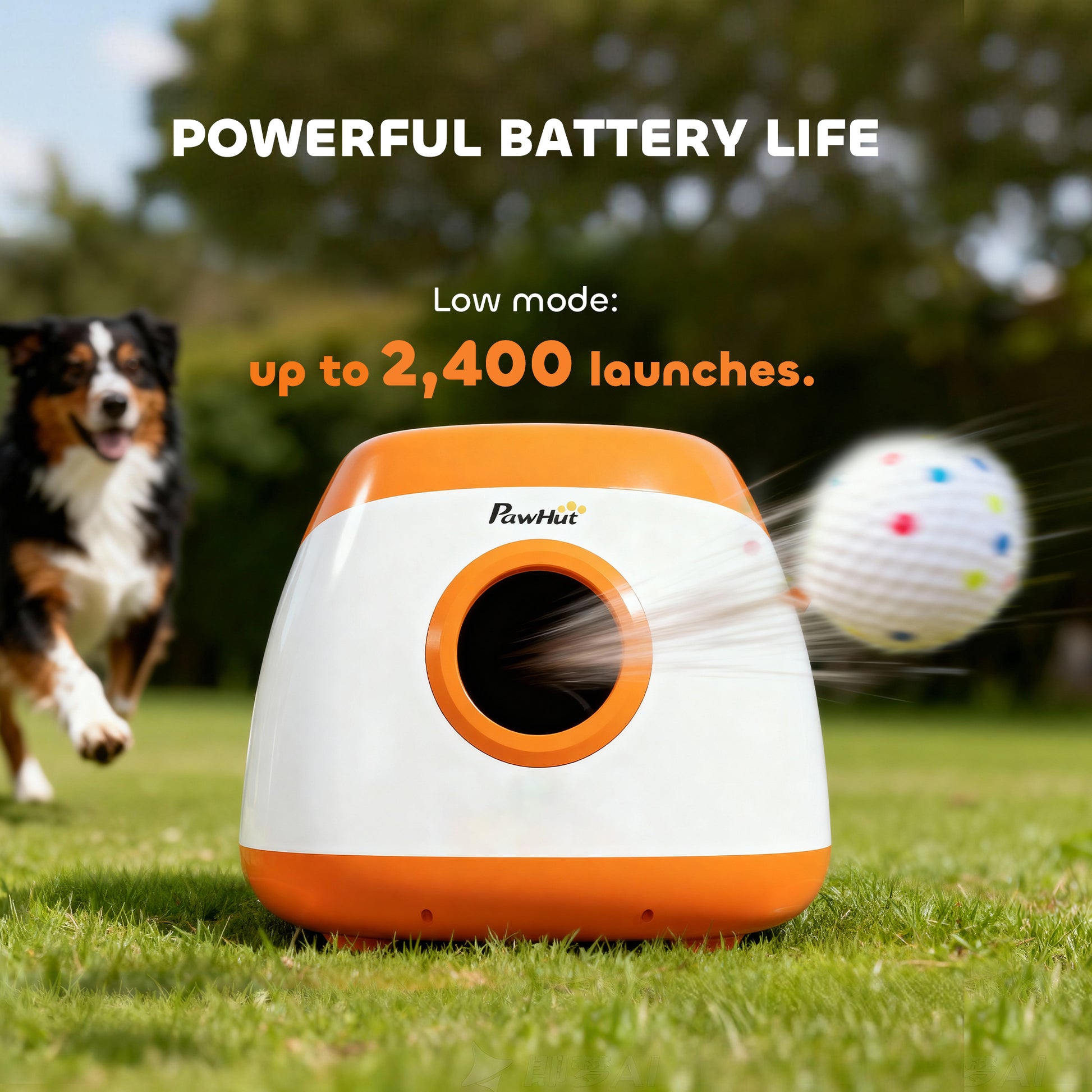 Automatic Dog Ball Launcher with 26-79 FT Distance, Automatic Ball Launcher for Medium and Large Dogs, Orange