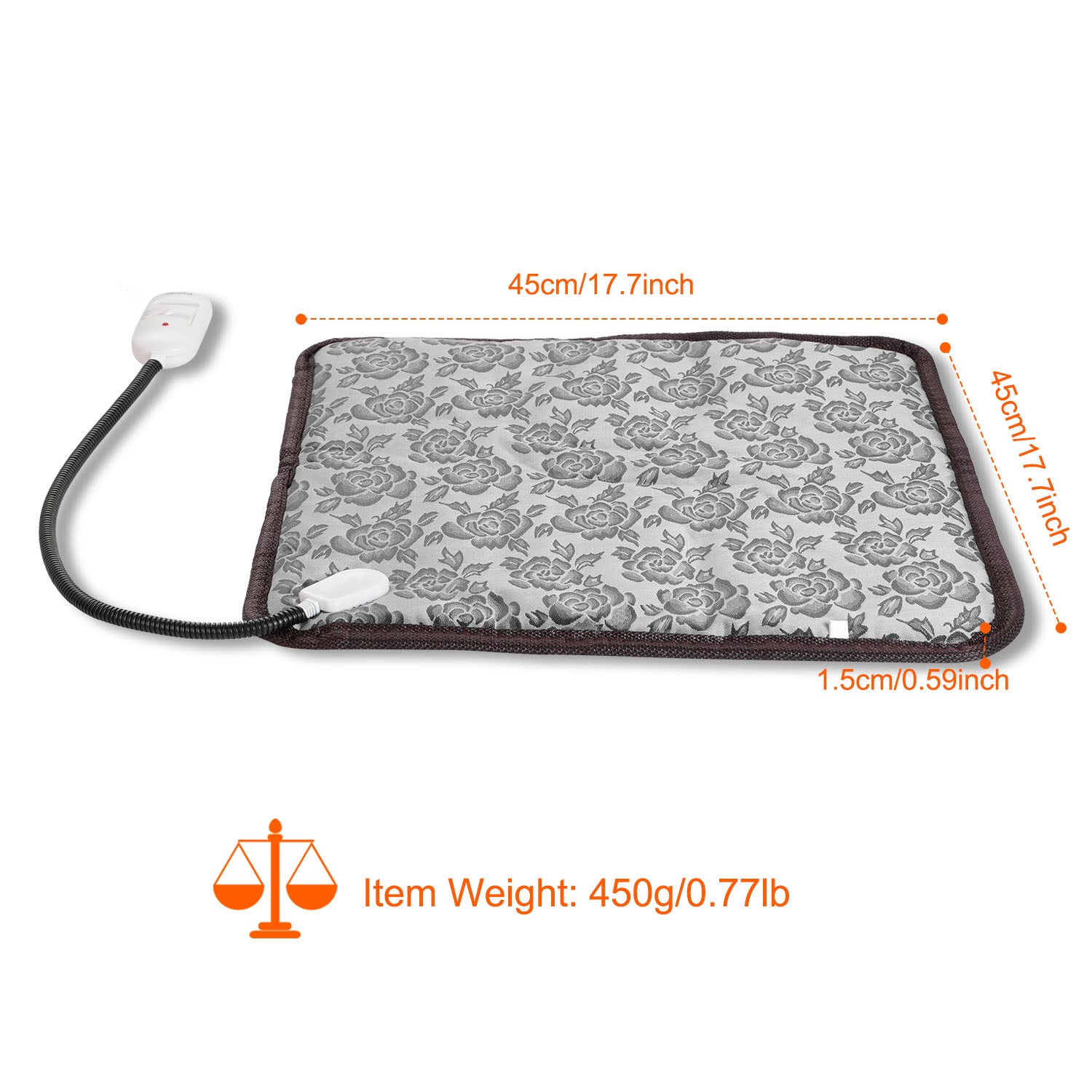 1Pc Pet Heating Pad Dog Cat Electric Heating Mat Waterproof Adjustable Warming Blanket With Chew Resistant Steel Cord Case - 5 - CJ