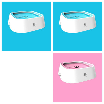 1.5L Cat Dog Water Bowl Carried Floating Bowl Anti - Overflow Slow Water Feeder Dispenser Pet Fountain ABS&PP Dog Supplies - 0 - CJ - 2Blue1Pink - CJGY102545415OL
