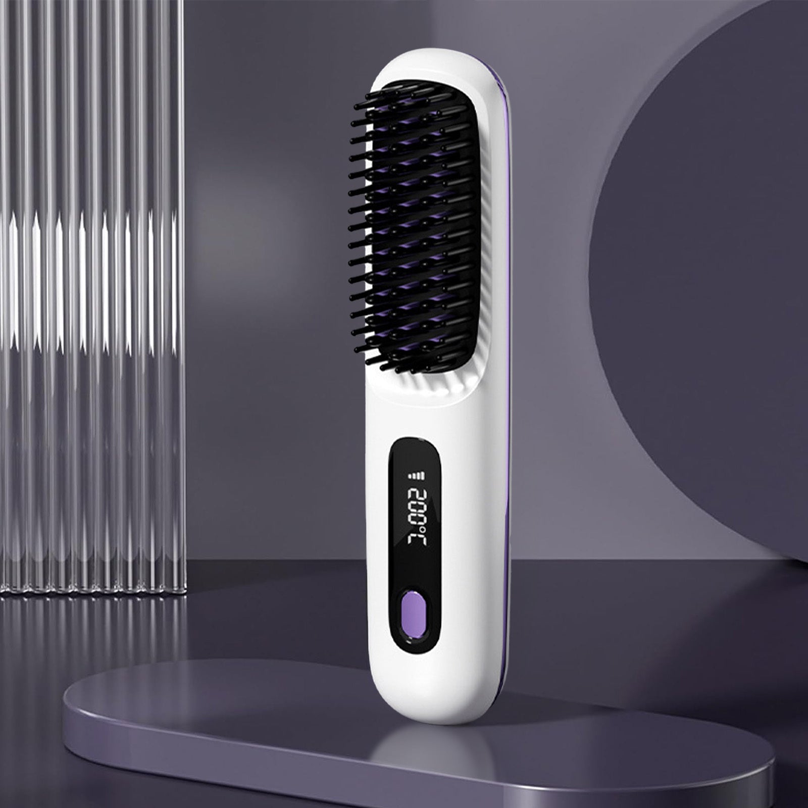 S7 Portable Cordless Hair Straightening Brush With LED Display - Lightweight Mini Negative Ion Hot Brush, USB Rechargeable Women's Travel Essentials Gift, Scald Protection - 5 - CJ