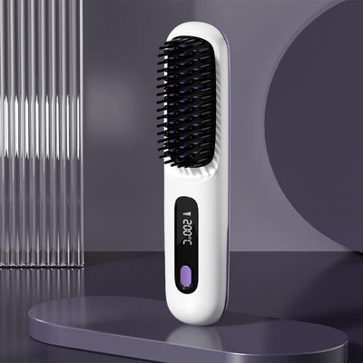 S7 Portable Cordless Hair Straightening Brush With LED Display - Lightweight Mini Negative Ion Hot Brush, USB Rechargeable Women's Travel Essentials Gift, Scald Protection - 5 - CJ