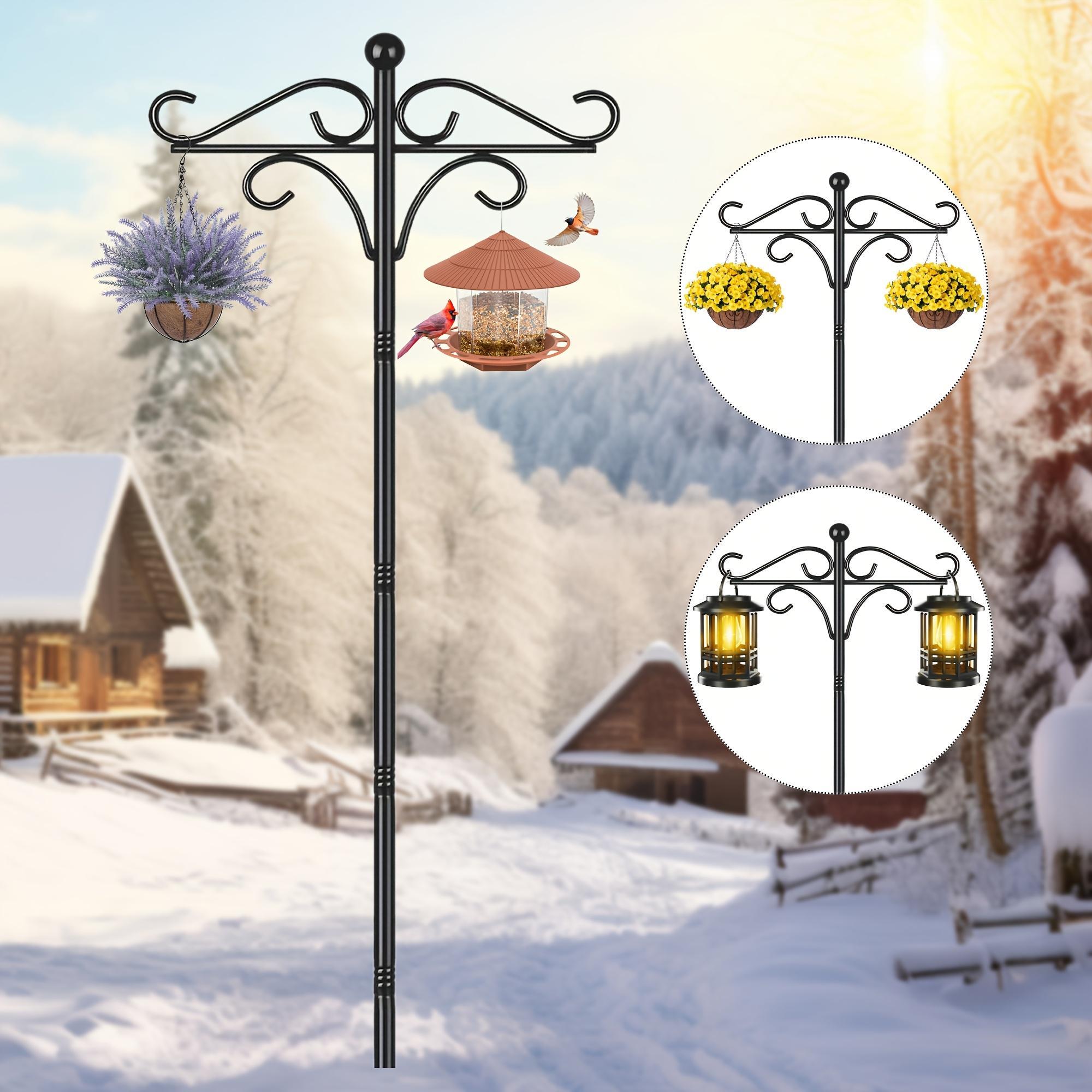 Two Heavy Duty 76 Inch Outdoor Metal Shepherd's Hooks Traditional Double Bird Feeder Pole With Five Finger Adjustable Plant Hooks Suitable For Garden And Wedding Decoration Suitable For Bird Feeders P - 5 - CJ