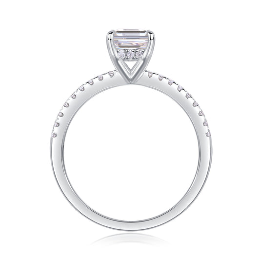 1Square Diamond Ring Luxury Fashion Set Moissanite Silver Ring Prohibit TikTok sales - 5 - CJ