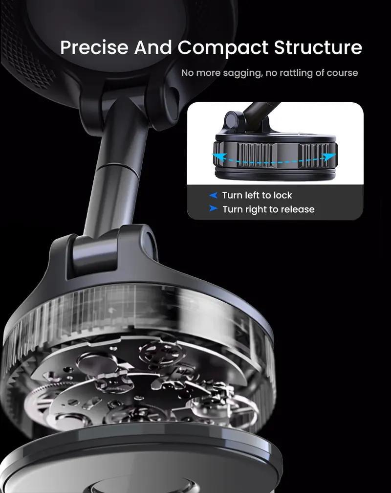 Newly Upgraded Retractable Car Mobile Phone Holder 360 Magnetic Vacuum Suction Cup One - click Safety Lock Ultra - compact Design - 5 - CJ