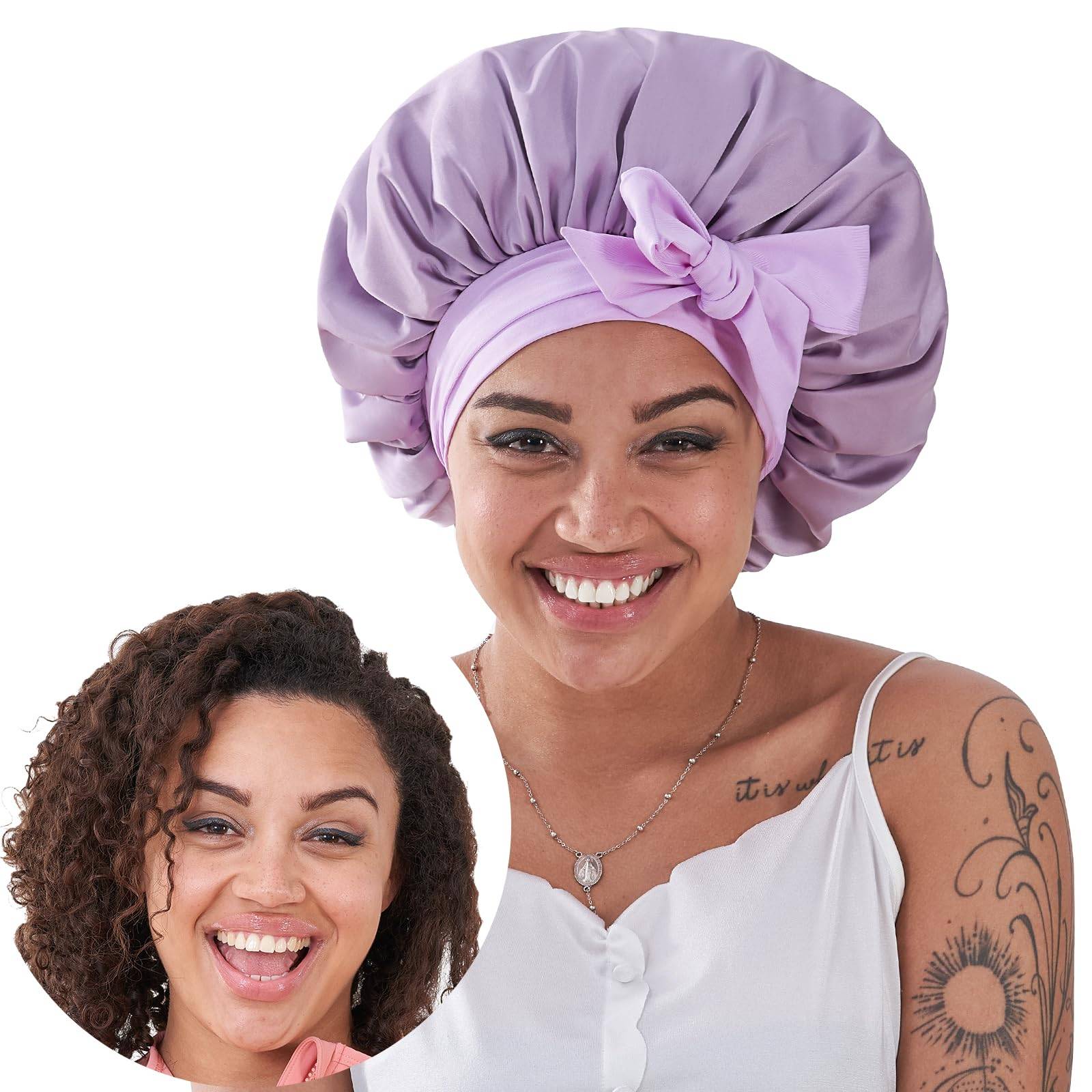 Silk Bonnet, Satin Hair Bonnet For Sleeping For Wavy Curly Natural Hair - 5 - CJ