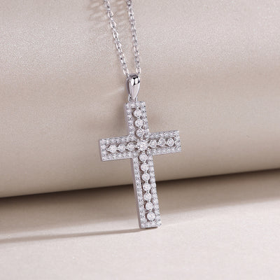 1Shelter - Fashionable Jewelry Pendant Set With Moissanite S925 Sterling Silver And Platinum - plated Cross Diamond, Moissanite Silver Jewelry Prohibit TikTok sales - 5 - CJ