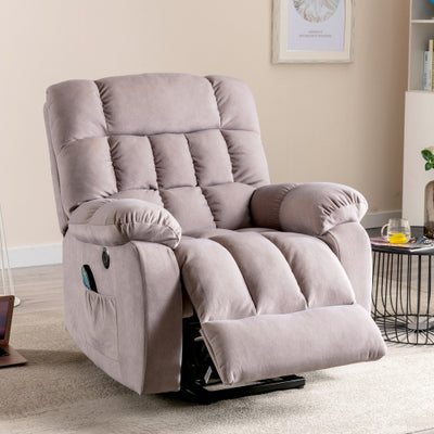 Electric Power Lift Recliner Chair Sofa With Massage And Heat For Elderly 2 Side Pockets USB Ports Single Recliner Chairs For Living Room Overstuffed Breathable Fabric Reclining - 5 - CJ